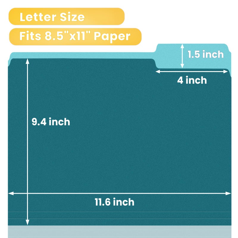 SUNEE File Folders Letter Size Vintage Colors, 100 Pack Manilla Folders 8.5 x 11 1/3-Cut Tabs, Colored File Folders Office Home School for Documents Files Paper - Image 2